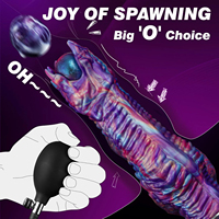 Fantasy Monster Alien Oeuf Couche Silicone Doux Réaliste Sphérique Anal Plug Vibrant Pompe À Air Résistant À L'eau Portable Unisexe