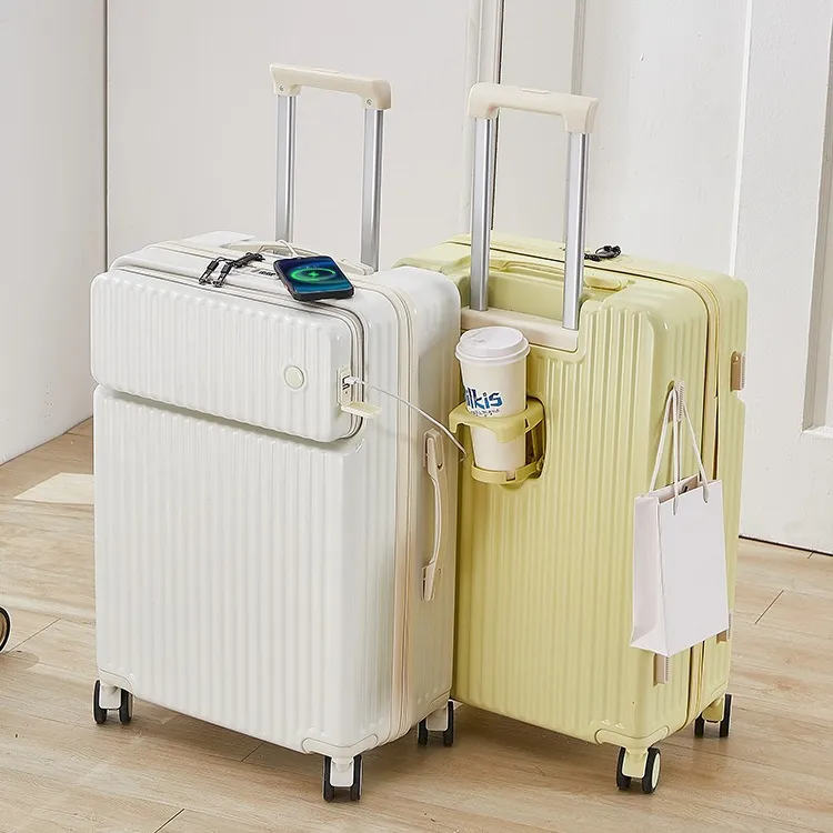 Đa chức năng du lịch sân bay phía trước túi cup chủ vali hành lý với USB chargeing cổng