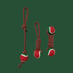 Jouet à mâcher pour chien en corde de Noël écologique, vert et rouge, interactif, pour l'intérieur et l'extérieur, en corde de coton - Product Image 2