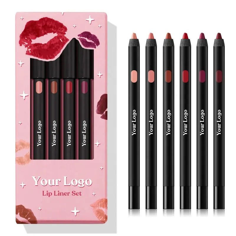 Özel Logo organik Private Label su geçirmez dudak kalemi uzun ömürlü dudak kalemi makyaj hediye setleri