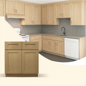 Highly Recommended White Oak Wooden Kitchen Base Cabinets With Drawers Eco-Friendly Island <b>Storage</b> Cabinet For American Kitchen - Product Image 1