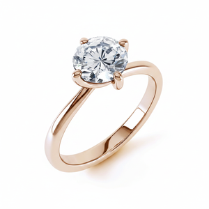New Arrival Real Round Solitaire <b>Diamond</b> <b>Ring</b> in Rose Gold - Product Image 2