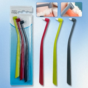 Brosse orthodontique à touffe unique <span class=keywords><strong>Detex</strong></span> 0.1mm Support ultra doux OEM 3 pièces/paquet brosse à dents orthodontique - Product Image 1