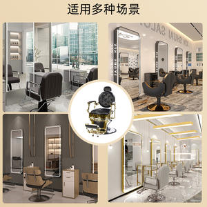 Fauteuil de salon inclinable professionnel plaqué or avec pivot et grande pompe pour salons de coiffure et instituts de beauté pour salons de barbier - Product Image 5