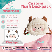 Sac à dos unisexe pour tout-petits en tissu peluche doux personnalisé avec détails brodés, certifié GRS, FLAME TOYS, 0-24 mois