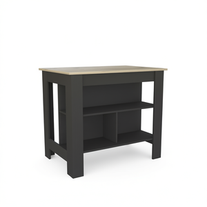 Isla de Cocina Dozza con Tres Estantes, Acabado Negro Wengue, Diseño Moderno para Almacenamiento en la Cocina - Product Image 1