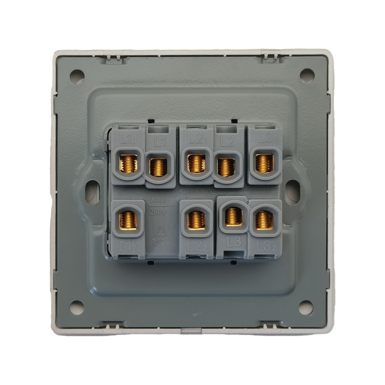 Vnx OEM Wall Socket and Switches Custom British Standard 250V 10A 3 Gang 1Way 2Way Electric Wall Switch