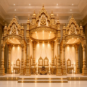 Temple Mandapam en or impérial pour les mariages d'Inde du Sud, style traditionnel tamil, Mandapam de mariage avec Ganesha, États-Unis - Product Image 1
