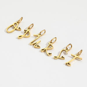 INS baja tahan karat 14K emas PVD berlapis DIY huruf hati cinta alfabet jimat awal aksesoris liontin pembuatan perhiasan - Product Image 6
