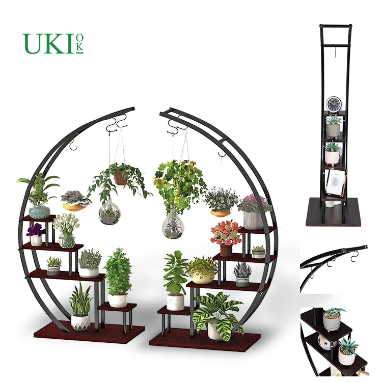 Crescent Shaped Living Room Home Multi-Layer Indoor Space Decoration Flower Shelf Planter Stand For Balcony