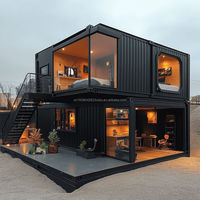 Casa Contenedor Moderna de Lujo de 2 Pisos, Villa Prefabricada de 20-40 Pies, Cabaña Modular Desmontable de 2-3 Dormitorios, Estructura de Acero