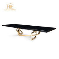Table à manger extensible de luxe moderne, base en bois de noyer, 8 chaises, pieds en métal en résine époxy, taille/couleur personnalisable, utilisation hôtelière