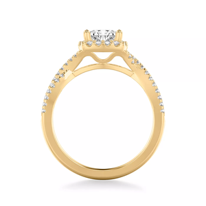Anillo de compromiso de oro rosa de 14K con diamante cultivado en laboratorio, certificado IGI, corte princesa, doble halo, pavé, tallas 1-10, joyería personalizada de fábrica. - Product Image 6