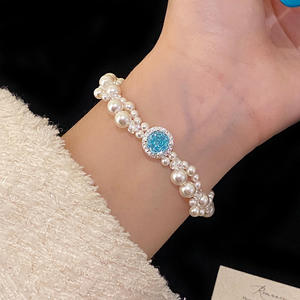 <span class=keywords><strong>Pulsera</strong></span> de hierro galvanizado con cordón, estilo francés, de doble capa, con diseño de rosa Manta retorcida, microincrustaciones de circonita, para mujer, totalmente incrustada - Product Image 3