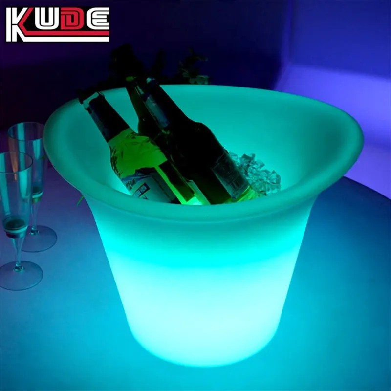 Porta garrafa de vinho decorativo, balde de gelo para bar, clube noturno, luzes iluminadas led, balde de plástico
