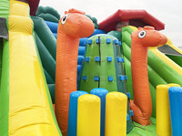Structure gonflable commerciale 3D géante à thème jungle champignon de dessin animé avec double toboggan pour location de fêtes d'enfants, en PVC 0,55 mm, garantie 3 ans