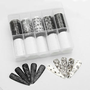 Noir et blanc Floral Art Lines Nail Decal Sticker Géométrie 3D Nail Art Stickers Stickers - Product Image 2