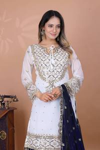 ชุดสาหรี่กะมีซผ้าจอร์เจียต์เนื้อหนาสำหรับผู้หญิง แห้งเร็ว ใส่ได้ทุกฤดู เหมาะสำหรับใส่ไปชายหาด งานปักเลื่อมแบบดั้งเดิม 5 มม. แขนยาว - Product Image 4