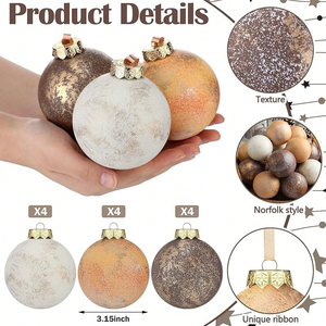 Vintage Christmas Ball Ornaments Set - Retro Style Baubles for Tree Decor, Hotel Window Display, Festive Hanging Decorations - Product Image 1