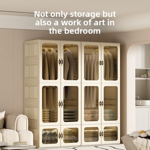 Armadio Pieghevole Senza Installazione Largo 80CM, <span class=keywords><strong>Guardaroba</strong></span> Modulare in Plastica Resistente con Ruote, Grande <span class=keywords><strong>Organizzatore</strong></span> Portatile <span class=keywords><strong>per</strong></span> <span class=keywords><strong>Vestiti</strong></span> - Product Image 1