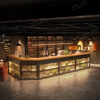 Comptoir de réception multifonctionnel en MDF de style industriel vintage Yimutang en forme de L, pour les bars, les restaurants, les cafés