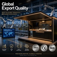 Cuisine extérieure modulaire tout-en-un de luxe avec station barbecue et éclairage LED, armoire de cuisine extérieure en aluminium résistante aux intempéries