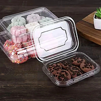 Contenants à clapet jetables transparents en plastique PET pour gâteau cookie choux Swiss Roll Dessert pâtisserie