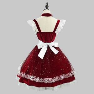 Super Cute Sparkling Princess Christmas Dress Claret A-Line Tulle Empire Waist Sweetheart Neckline Live Streaming Costume - Product Image 3