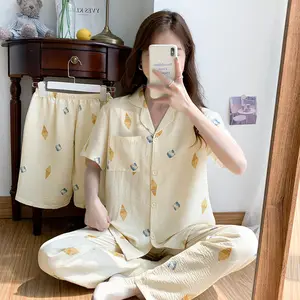 Großhandel Frauen Nachtwäsche Lounge Wear Lady Nighty Pijama De Mujer Wanita Piyama Dreiteiliges Mädchen Pyjama Set All In One Pyjama