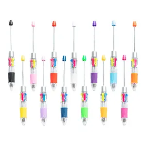 BECOL New Arrival 4 in 1 Advertising Ballpoint Pen Add a Bead On Top DIY Pen Colorful Plastic Ball Pen for Business Gifts