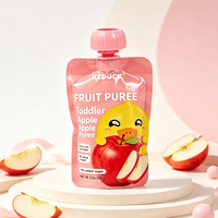 Op maat gemaakte roze glanzende afwerking, eetbare plastic spuitzak voor babyvoeding, fruitpuree, jam, vloeibare voeding, Mylar zakken