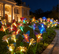 Lampe solaire LED papillon à fibres optiques pour jardin, pelouse, patio, allée, paysage, mariage, décoration de fêtes