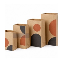Sacs en papier kraft personnalisés en gros, sans poignées, à fond carré ouvert, pour boulangerie, fournitures quotidiennes, emballage alimentaire