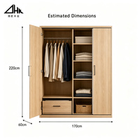 Armoire en bois avec éclairage LED, double porte battante, tringle de suspension, tiroir, étagère, grand rangement, placard de chambre