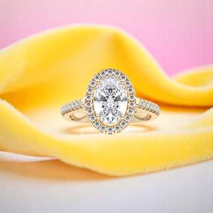 Keeva Jewels IGI แหวนเพชรสำหรับผู้หญิงได้รับการรับรองจากทองคำ2Ct วงรี0.50ct สำหรับผู้หญิงแหวนเพชรรัศมีวง0.50ct - Product Image 3