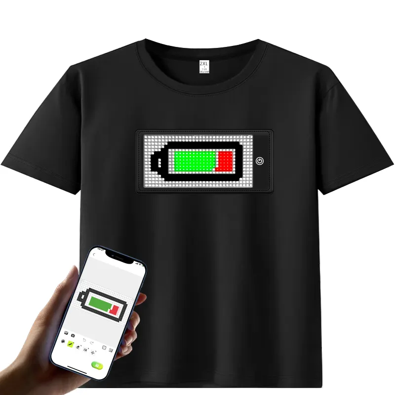 LED Tシャツディスプレイ画面スマートAPPプログラム可能なスクロールメッセージLed Tシャツとライトアップ服ミニフレキシブルパネル