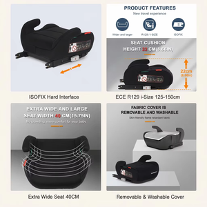 Seggiolino Auto Booster per Bambini con <span class=keywords><strong>ISOFIX</strong></span> e Cintura di Sicurezza, 125-150cm, Senza Schienale, Produzione OEM ODM ECE R129 - Product Image 2