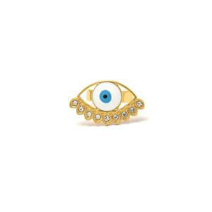 Bague œil de cristal plaquée or PVD en acier inoxydable 316L avec pierres transparentes pour femme, bijoux tendance - Product Image 2