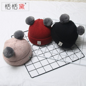 Bonnet tricoté avec pompons, bonnet d'hiver chaud pour adultes et enfants, matière en laine, origine Taizhou - Product Image 2