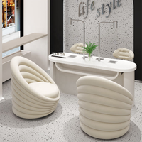 Table de Manucure Blanche de Luxe pour Salon – Ensemble Simple et Économique avec Chaise – Mobilier de Salon de Manucure Professionnel