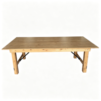Table de salle à manger pliable en bois de pin pour l'intérieur et l'extérieur, idéale pour les mariages, les hôtels et les événements