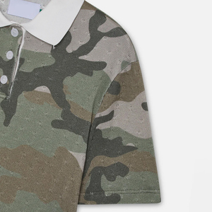 Polo da Uomo Personalizzata con Stampa Camouflage, Manica Corta, Texture <span class=keywords><strong>Traforata</strong></span>, Colletto a Contrasto, Maglia Casual, Vendita all'Ingrosso - Product Image 4