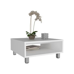 DB Eclipse 10 \ "H Mesa de centro cuadrada minimalista baja Almacenamiento abierto duradero Muebles de sala de estar de estilo de granja blanco - Product Image 6