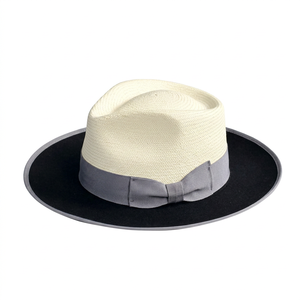 Sombrero Panamá de Papel de Dos Tonos, Estilo Fedora/Trilby, para Playa, Viajes y Actividades al Aire Libre - Product Image 1