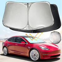 Pare-soleil de voiture avec visière en polyester 240T, design sportif, pare-soleil de pare-brise pour Tesla Model Y 3 S - Pare-soleil de fenêtre avant