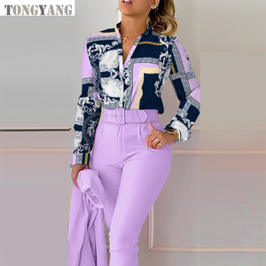 TONGYANG baju poliester lengan panjang wanita, pakaian kasual lengan panjang Musim Semi dan Gugur (tanpa Jaket) - Product Image 6