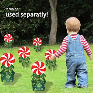 Décorations de Noël en plein air Xmas <span class=keywords><strong>Yard</strong></span> Stakes Signs Giant Holiday Decor Outdoor for Lawn Pathway Walkway Candyland Themed Party - Product Image 3