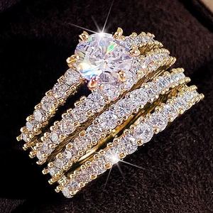 Ensemble de deux bagues creuses à double couche pour femmes, bijoux de mariage - Product Image 4