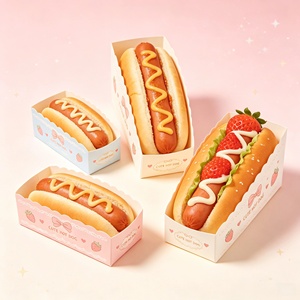 Eco Friendly Custom Hot Dog Paper <b>Boxes</b> Wholesale Bulk Disposable Kraft Food Boats Packaging for Snack Bar Food Truck - Product Image 1