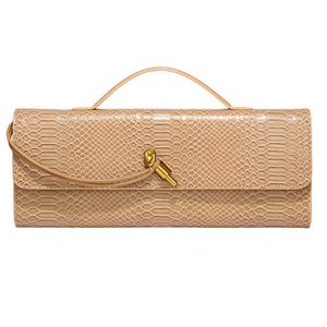Sac de soirée de luxe pour femme en similicuir serpent avec bandoulière amovible et poignée supérieure, pochette pour le bureau et les dîners formels - Product Image 4